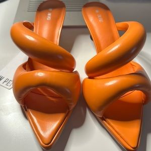 JW PEI ORANGE KITTEN HEELS